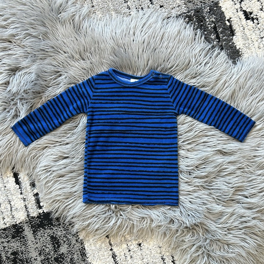 Noé & Zoë Terry Blue Striped‎ Long Sleeve Top Size 3-6 month ($46) NEW